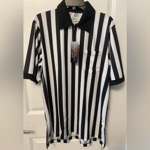 Smitty L  Mesh Short Sleeve Striped V-neck Referee Shirt